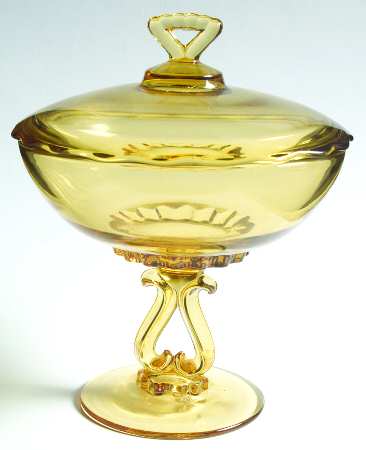 Princess Amber (Honey) Footed Candy Dish & Lid