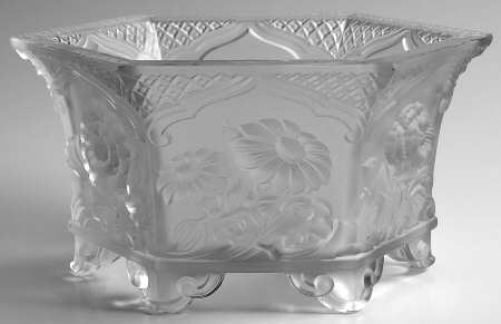 Clear Frosted (Giftware) 7" Hexagonal Flower Bowl