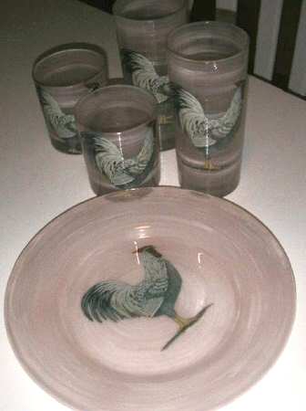 Rooster Glass Dinner Plate