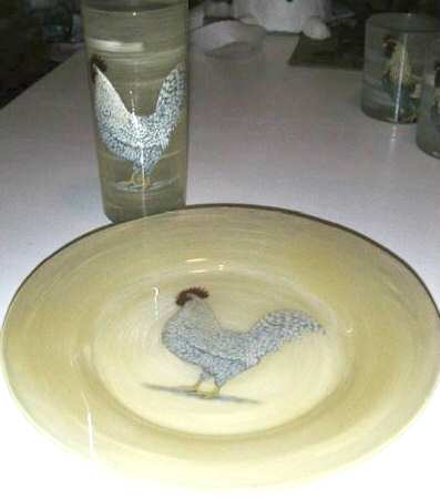 Rooster Glass Dinner Plate