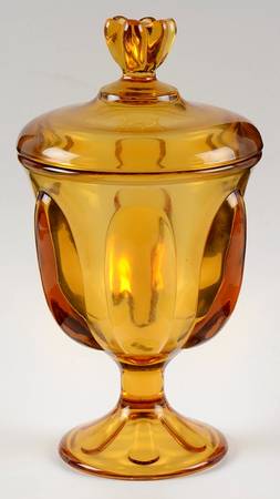 Epic Six Petal Amber Candy Dish & Lid