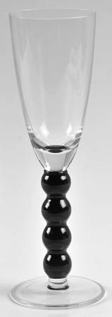 Celebration (Clear Bowl, Various Color Stem) Black Fluted Champagne