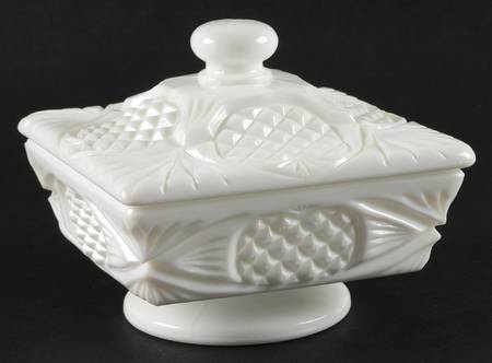 Yesteryear Milk Glass Honey Dish & Lid