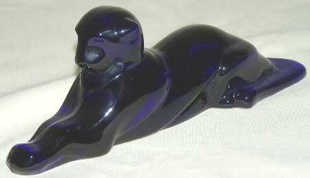 Heisey Animals & Figurines Cobalt Blue Tiger Paperweight
