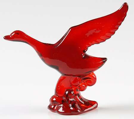 Heisey Animals & Figurines Mallard (Wings Half)-Ruby