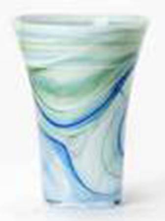 Alabaster Glass Aquamarine 8" Flower Vase