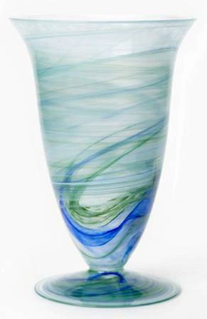 Alabaster Glass Aquamarine 13" Flower Vase