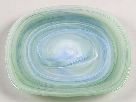 Alabaster Glass Aquamarine Square Salad Plate