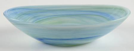 Alabaster Glass Aquamarine 8" Oval Bowl