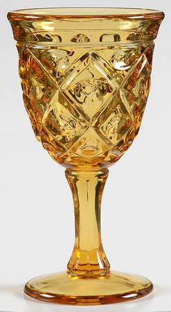 Diamond Thumbprint Amber Wine Glass