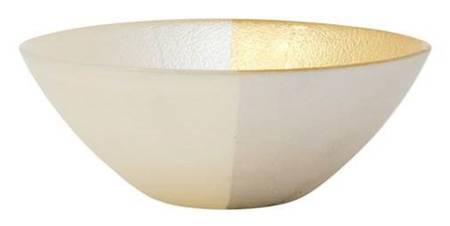 Two-Tone White and Gold Cereal Bowl