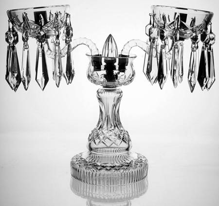 Lismore 2 Light Candelabra with Bobeche and Prisms