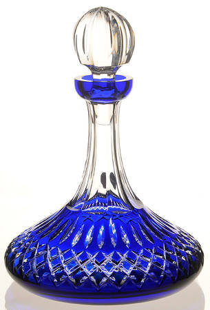 Lismore Cobalt Ships Decanter & Stopper