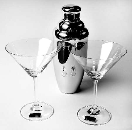 Vintage Martini Set (2 Martini Glasses and Shaker)