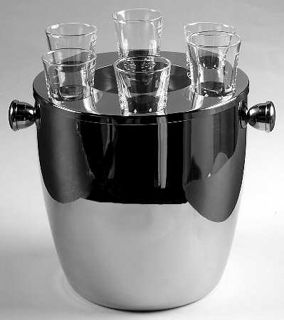 Vintage (7 Pc) Vodka Chiller Set (6 Vodka's & Metal Holder)