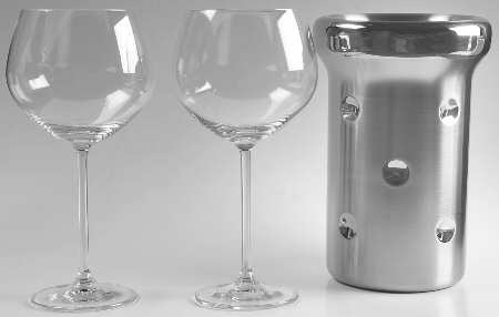 Vintage Wine-Set/3pc-Metal Wine Cooler & 2 Wine All Purpos