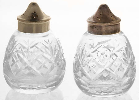 Georgian Shaker Set & Sterling Lids