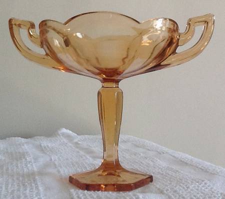 1776 Amber (Golden Sunset) Footed Sweet Meat with 2 Handles
