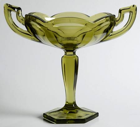 1776 Green (Olive) Footed Sweet Meat with 2 Handles