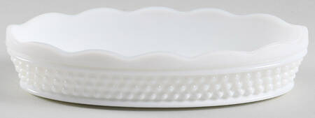American Hobnail Milk Glass Pickle Dish