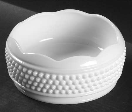 American Hobnail Milk Glass 8" Cupped Bowl
