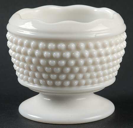 American Hobnail Milk Glass 3" Rose Bowl