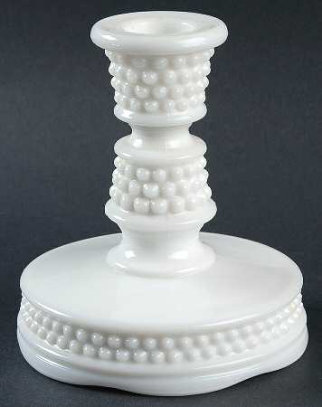 American Hobnail Milk Glass 5" Single Light Candlestick