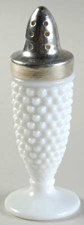 American Hobnail Milk Glass Footed Shaker & Metal Lid