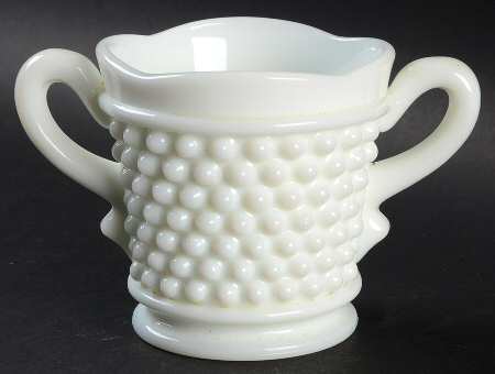 American Hobnail Milk Glass Open Sugar