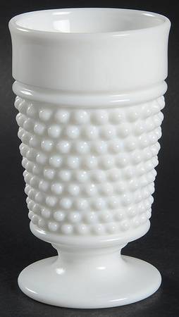 American Hobnail Milk Glass Low Water Goblet