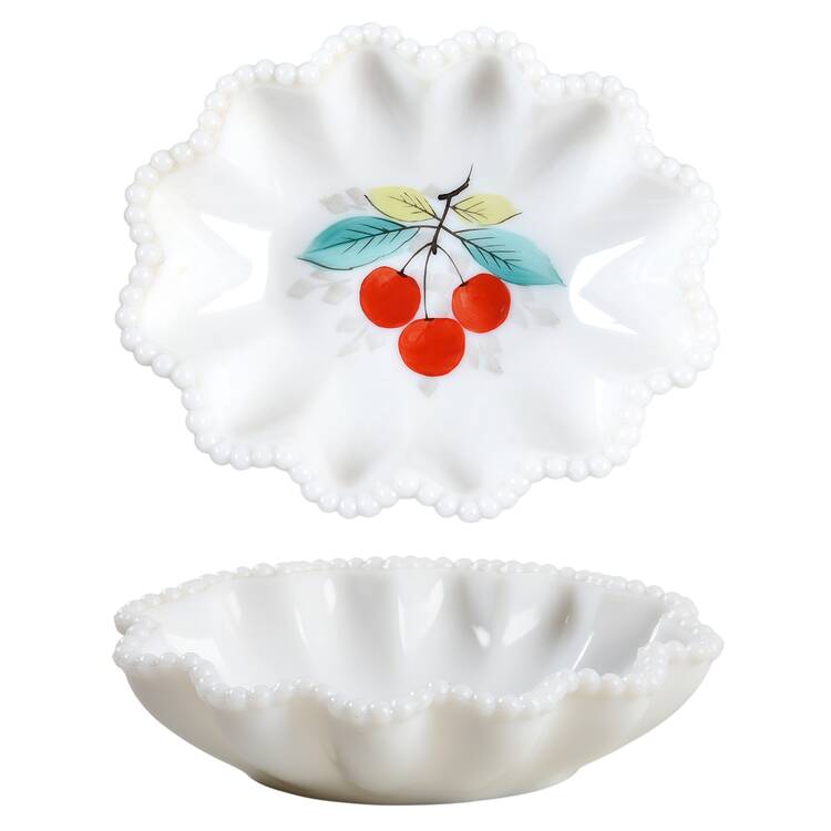 Beaded Edge Fruit 6" Oval Crimped Bowl