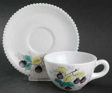 Beaded Edge Fruit Cup and Saucer Set