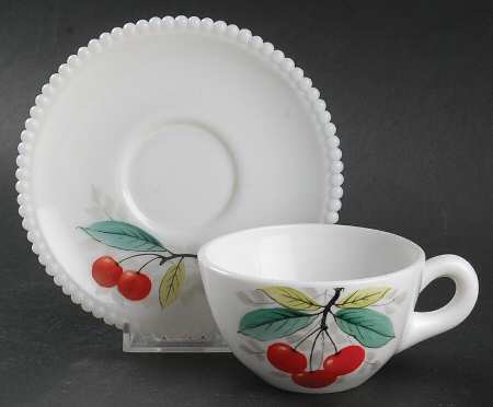 Beaded Edge Fruit Cup and Saucer Set