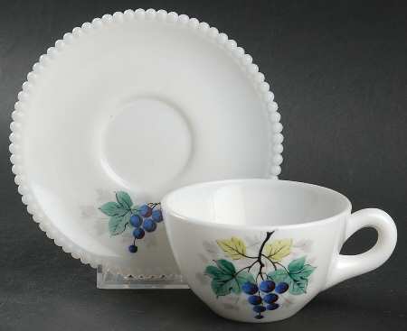 Beaded Edge Fruit Cup and Saucer Set