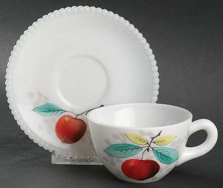 Beaded Edge Fruit Cup and Saucer Set