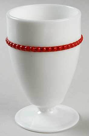 Beaded Edge Milkglass Red 8 Oz Footed Tumbler