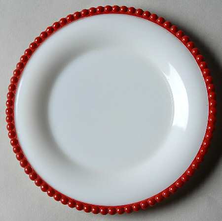 Beaded Edge Milkglass Red Bread & Butter Plate