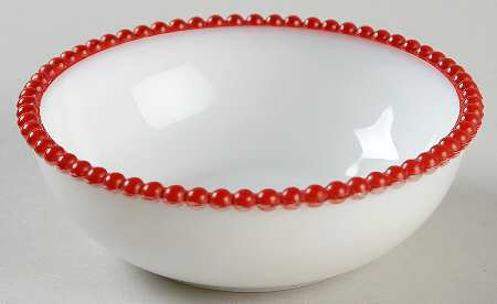 Beaded Edge Milkglass Red Small Fruit Dessert Bowl