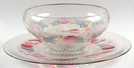 Della Robbia Flashed Punch Bowl with Underplate