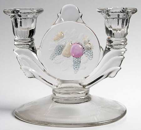 Della Robbia Flashed Double Light Candlestick