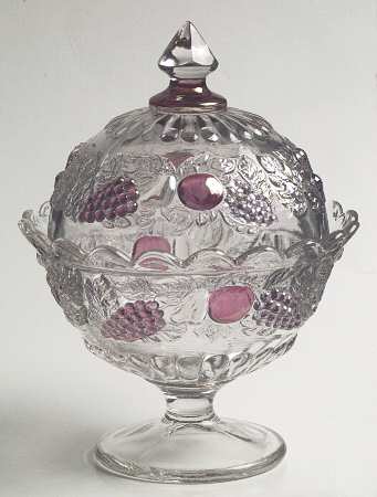 Della Robbia Flashed Footed Candy Dish & Lid