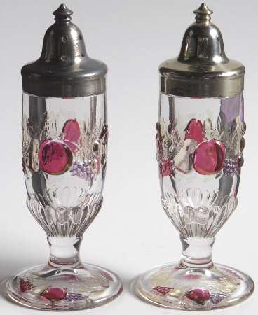 Della Robbia Flashed Footed Shaker Set & Metal Lids