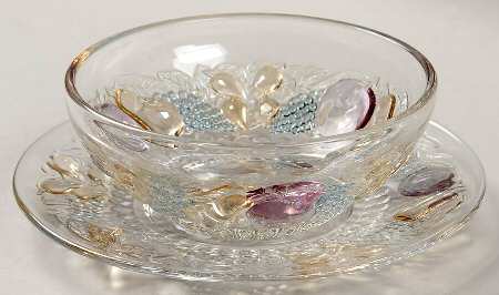 Della Robbia Flashed Finger Bowl W/Underplate/Bread & Butter Plate