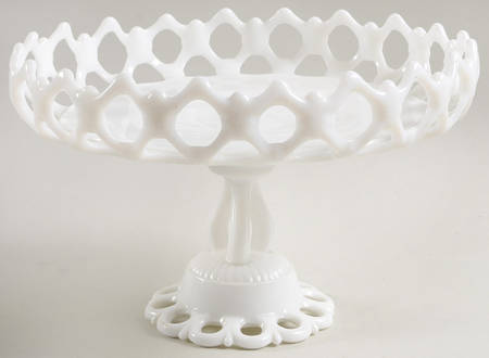 Doric Milk Glass 9" Cupped Footed Bowl
