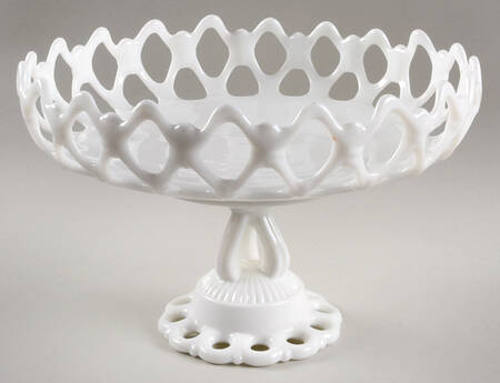 Doric Milk Glass 10" Footed Cupped Bowl