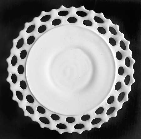 Doric Milk Glass 11" Sandwich Plate