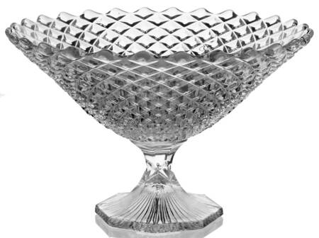 English Hobnail Clear (Round Base) Round Compote (Height X Width)