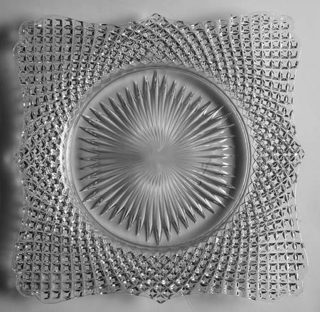 English Hobnail Clear (Round Base) 12" Square Plate