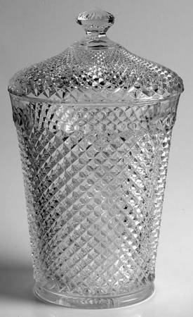 English Hobnail Clear (Round Base) Large Canister & Lid