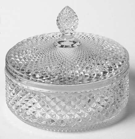 English Hobnail Clear (Round Base) Puff Jar & Lid